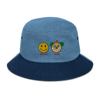 Clowned Smiley Denim Bucket Hat