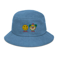Clowned Smiley Denim Bucket Hat