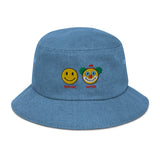 Clowned Smiley Denim Bucket Hat